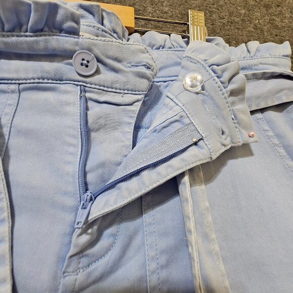 Crown & Ivy Trouser Pants Womens Size 8 Cotton Blend Light Blue Tapered Belted - Picture 16 of 16